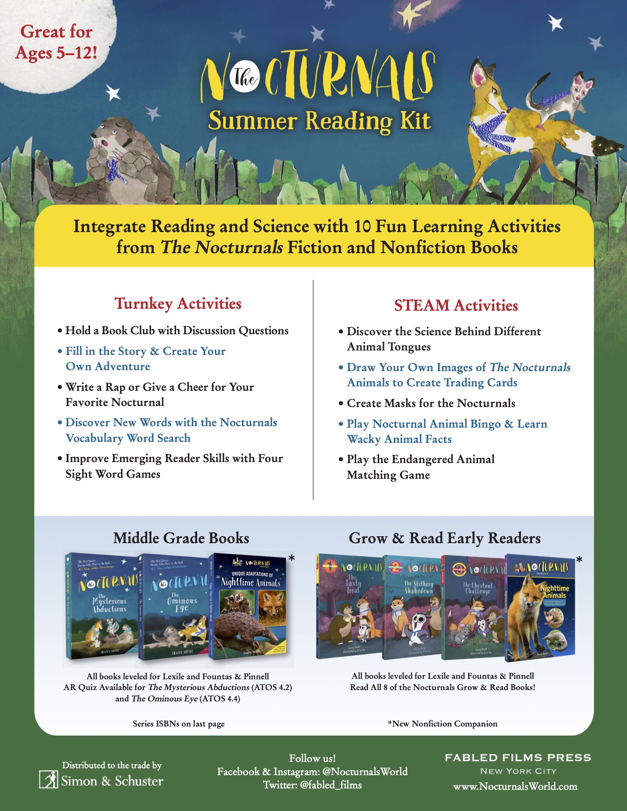 The Nocturnals Summer Reading Activity Kit
