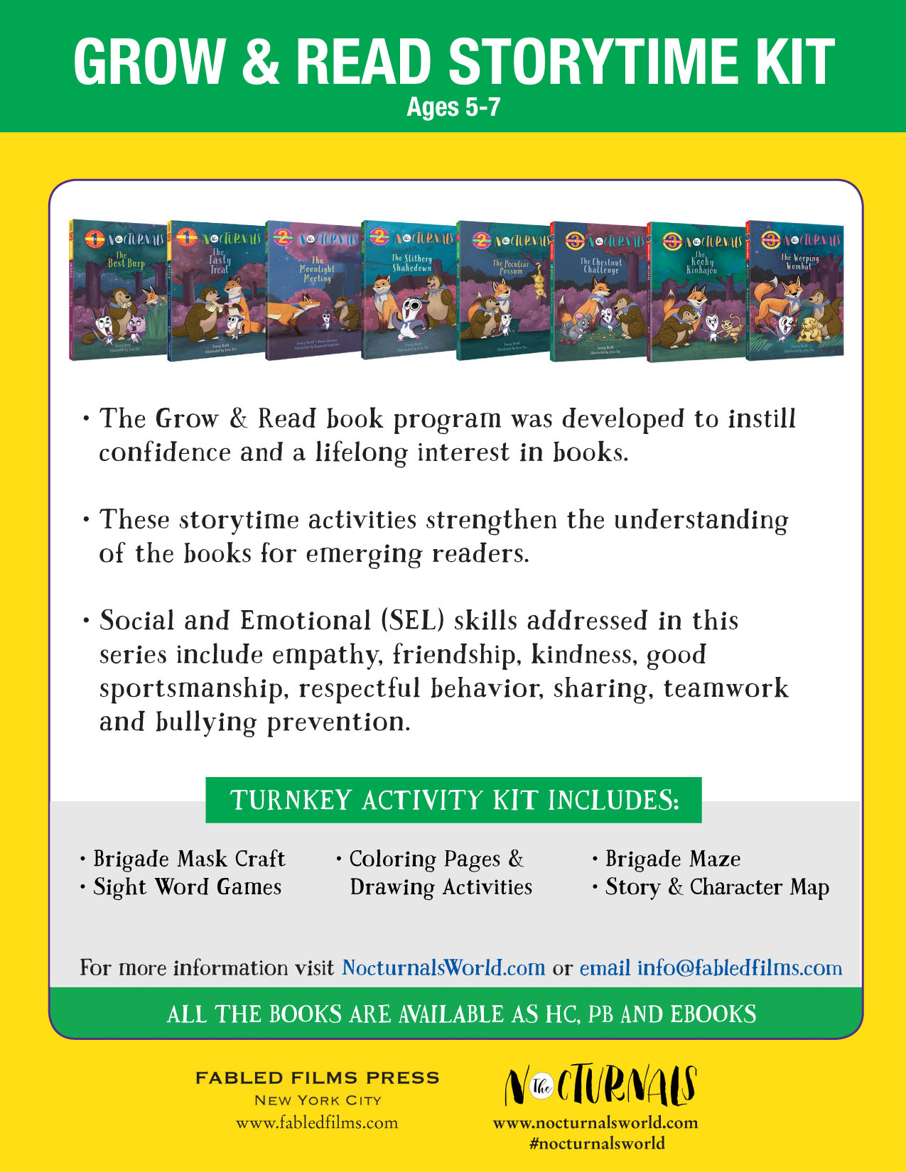 The Grow & Read Sight Word Games include sight word sets that allow kids to play word game activities like Memory, Silly Voices, Go Fish, and Nocturnal Brigade.