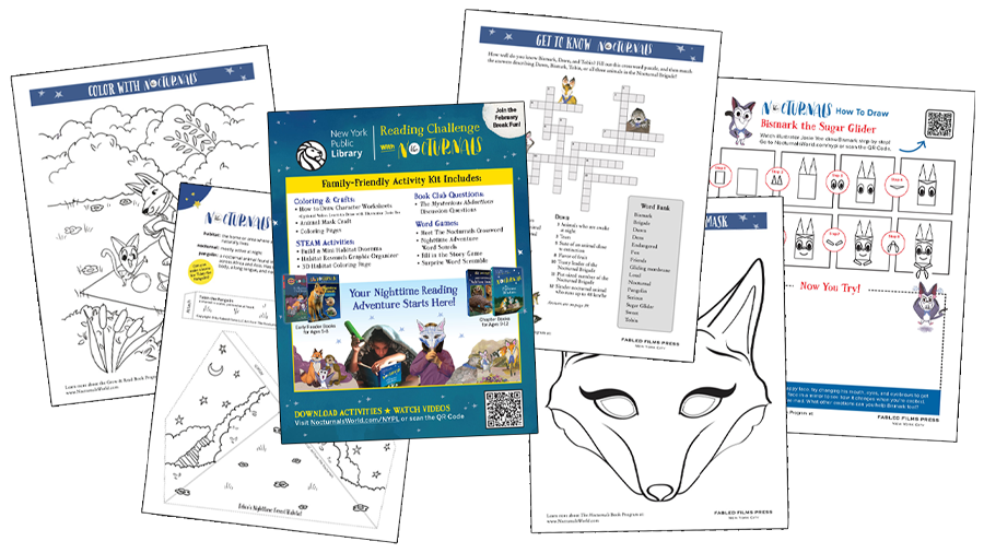 Activity examples from the Nocturnals printable activity kit