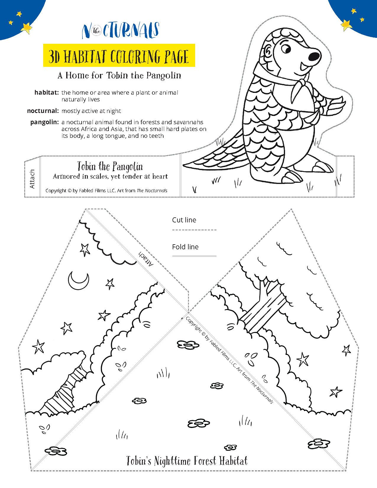 The Nocturnals Printable Habitat Activities. Research and Build a Mini Habitat  Activity and 3D Habitat Coloring Page